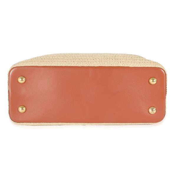 Louis Vuitton Caramel Leather & Beige Raffia Capucines MM - Picture 4 of 5
